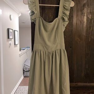 Elegant Green Ruffle Dress